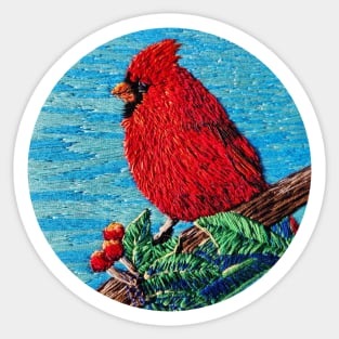 Red Bird Embroidery Sticker